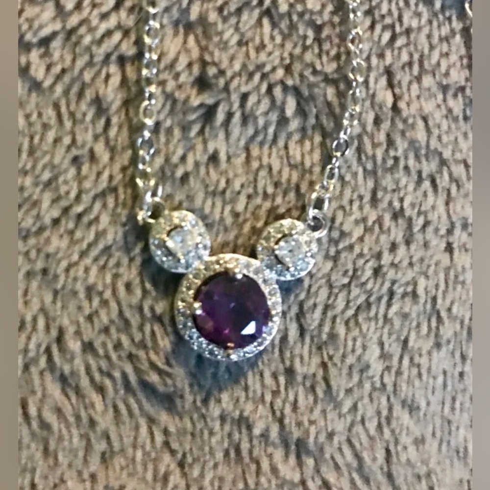 Purple Moissanite Mouse Silver Necklace